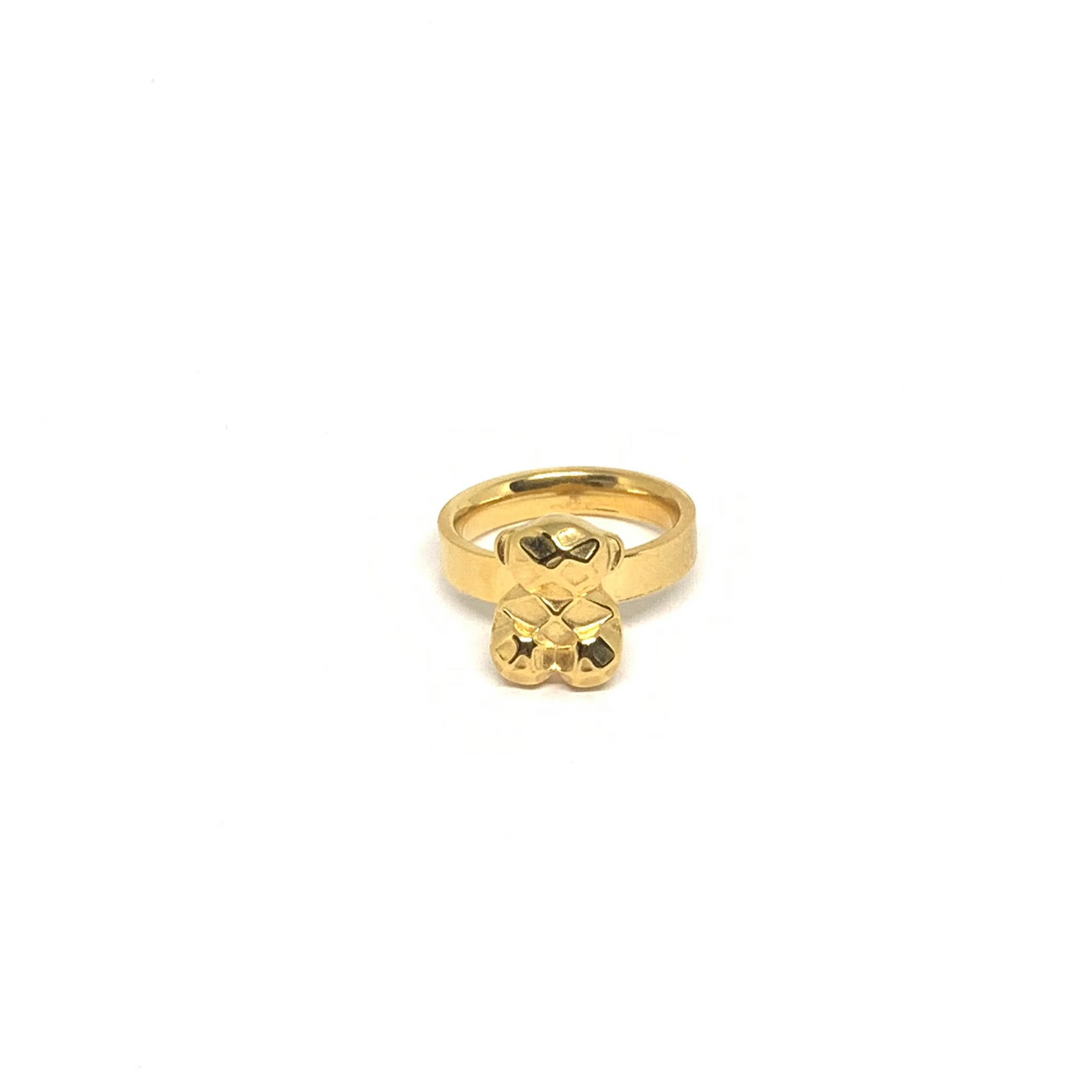 Anillo Dorado con Detalle de Oso en Relieve TALLA 7